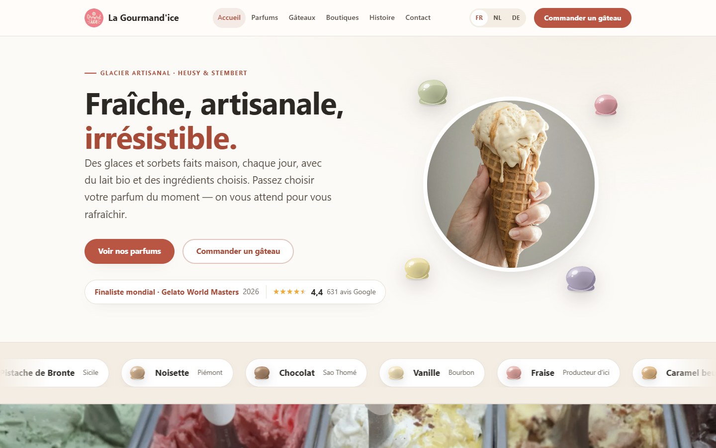 Aperçu de la direction Sobre — accueil crème et terracotta, minimal élégant