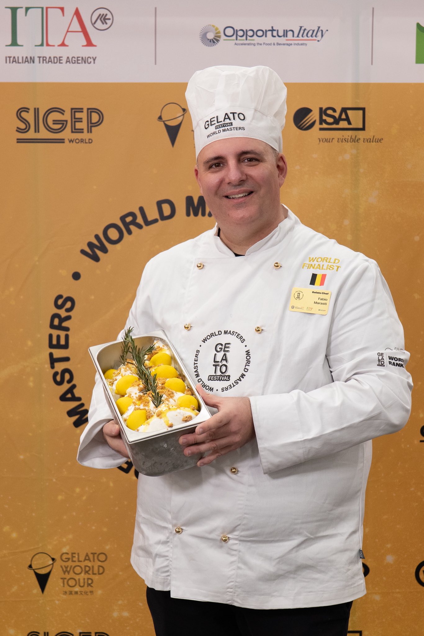 Notre glacier au Gelato Festival World Masters, présentant l'une de ses glaces signature